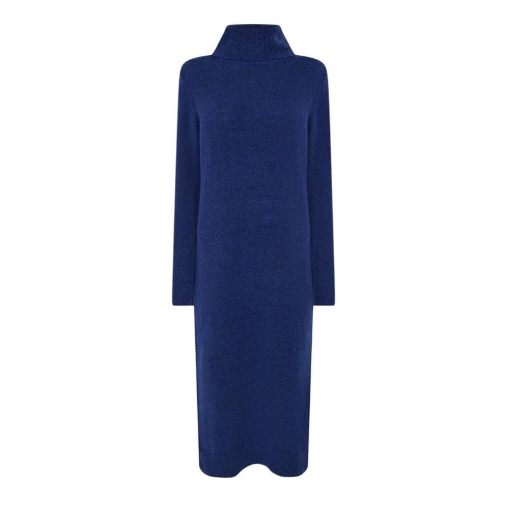 Pieces Womens/Ladies Knitted Turtle Neck Sweater Dress / Blue